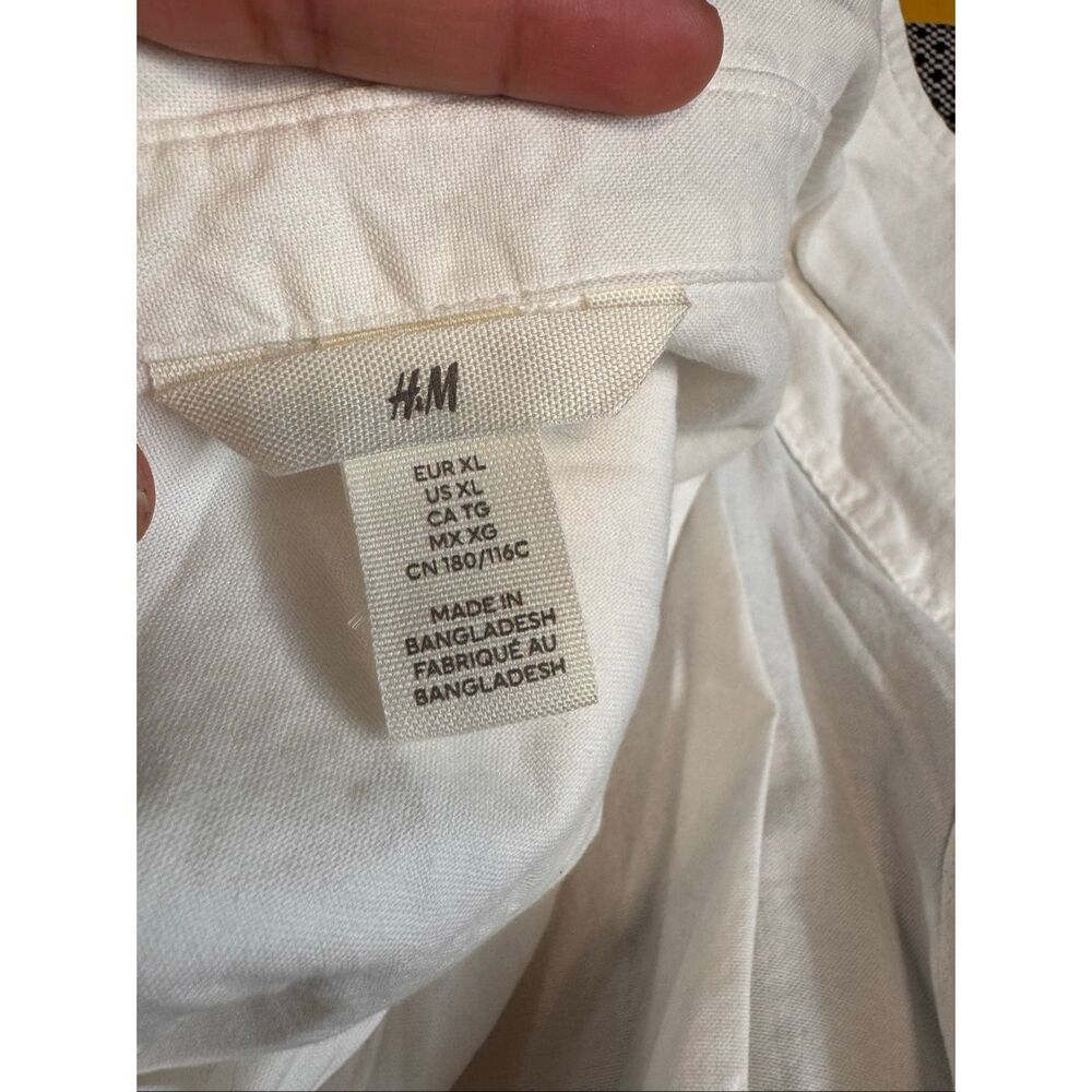H&M Solid White Button Up Shirt Womens Size Extra Large XL Long Sleeve Cotton Bl - Picture 5 of 7